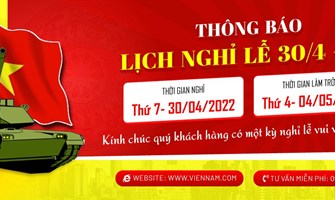 Thông báo Lịch nghỉ Lễ 30/04/2022 - 01/05/2022