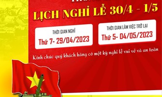 Thông báo Lịch nghỉ Lễ Giỗ tổ Hùng Vương và Lễ 30/04/2023 - 01/05/2023